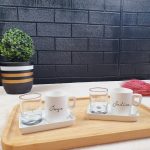 Kişiye Özel 2’li Türk Kahvesi Fincanı ve Mini Su Bardağı Hediye Seti - Sade ve Şık El Yazısı