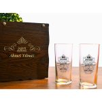 Babaya Özel İsim Baskılı Ahşap Kutulu 2'li Rakı Bardağı