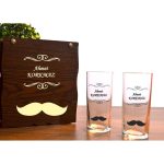 Bıyık Desenli İsme Özel Rakı Bardağı Hediye Seti