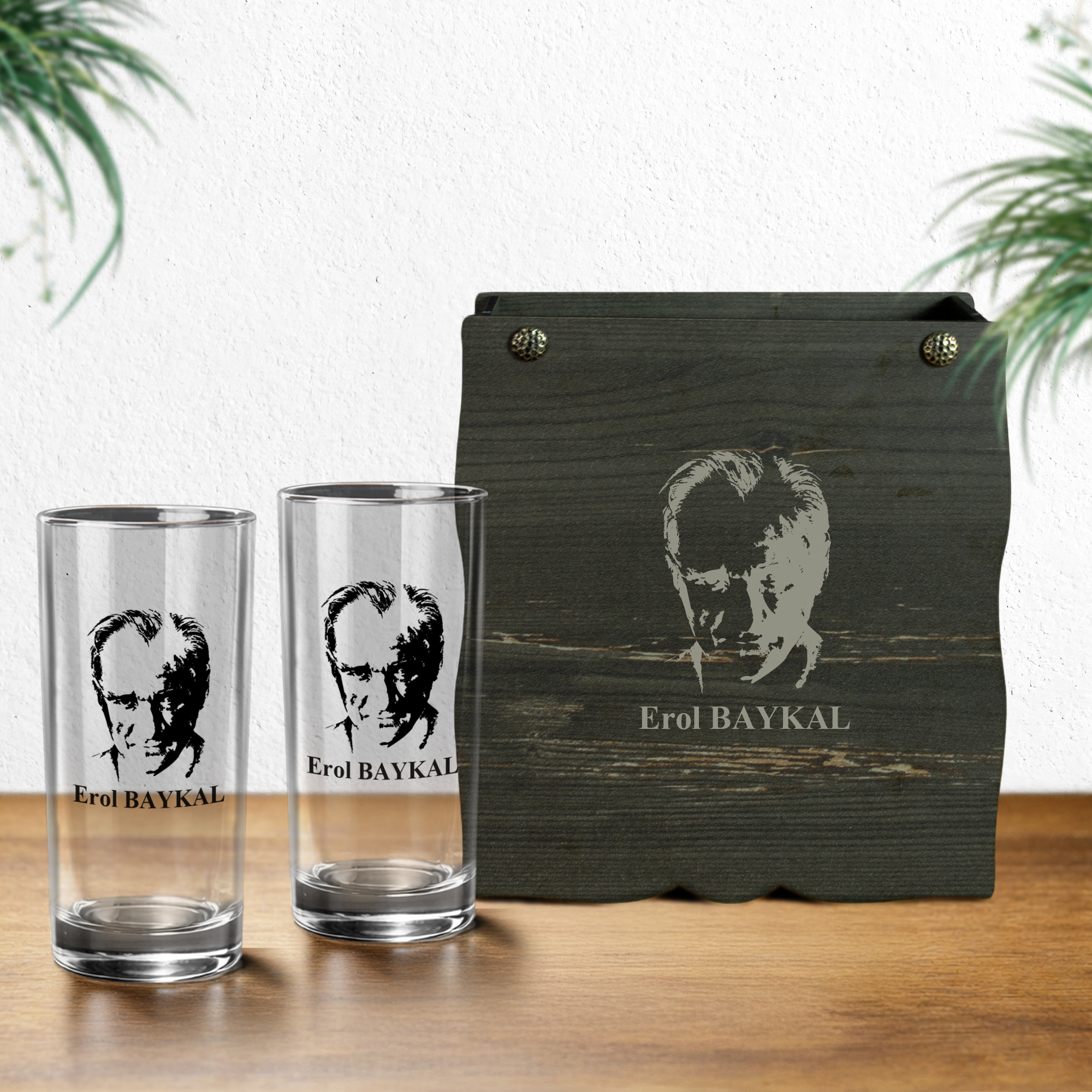 Atatürk Temalı İsme Özel Rakı Bardağı - Görsel 1