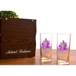 Resim Baskılı Ahşap Kutulu 2 Li Rakı Bardağı Seti