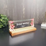 Kişiye Özel Çiçek Desenli Masa İsimliği