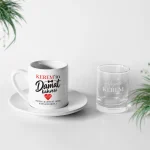 Kişiye Özel Damat Fincanı + Mini Su Bardağı Seti - Görsel 2