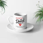 Kişiye Özel Damat Fincanı + Mini Su Bardağı Seti